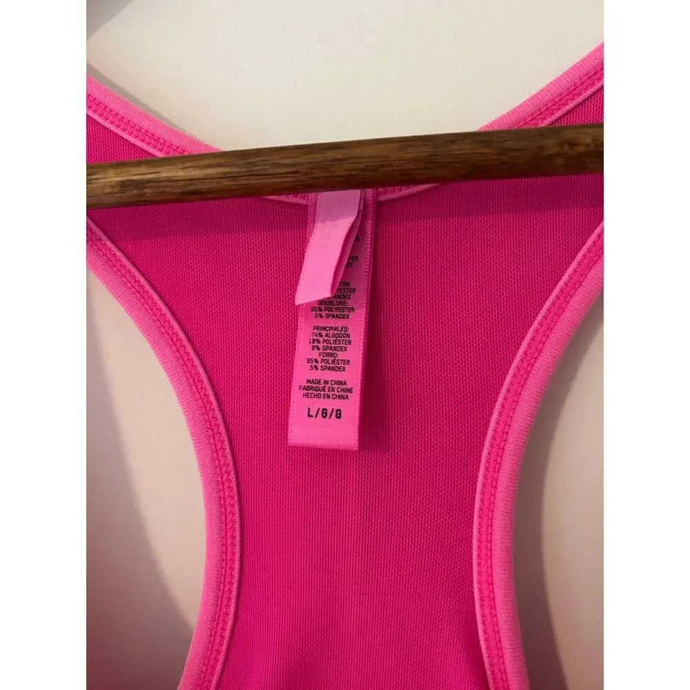 SKIMS Outdoor Rhinestone Racerback Mid Thigh Onesie Active Work out Taffy Pink L - Picture 5 of 9